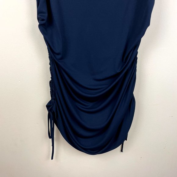 St. John Black Short Sleeve Tunic Cinched Blouse L - Picture 6 of 7